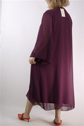 שמלת שיפון חדשה בסגול- XL